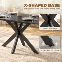 HOMCOM Extendable Dining Table Steel Cross Legs Steel Rails Space Saving Black(m-7)