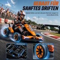 AIYAPLAY 12V Elektro-Go-Kart für Kinder von 3-8 Jahren, verstellbarer Sitz, 3 Geschwindigkeiten, sanfter Start, Orange(m-4)