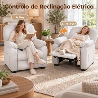 HOMCOM Cadeirão Relax Reclinável Elétrico Silencioso com Função Memória Apoio para os Pés Comando à Distância e Bolsos Laterais Creme(m-4)