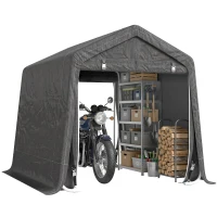 Outsunny Abri de jardin tente de stockage 2 portes zippées cadre métallique 280 x 240 x 240 cm gris foncé(m-15)