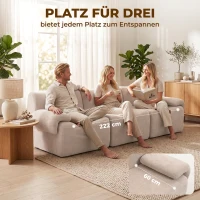 HOMCOM 3-Sitzer-Sofa aus Chenille, modulares Cloud-Sofa mit dickem Federpolster, extra breit und tief, ohne Montage, Beige(m-6)