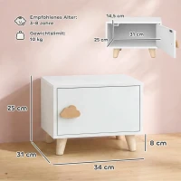 AIYAPLAY Kinder-Nachttisch aus Holz mit Staufach, Beistelltisch für Schlaf- und Wohnzimmer, Weiß(m-3)