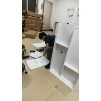 HOMCOM Tocador de Maquillaje Espejo Deslizante Luces LED 3 Colores Cajón 4 Compartimentos Puerta 3 Estantes Abiertos Blanco(m-3)