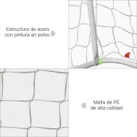 HOMCOM Portería de Fútbol con Soporte de Metal y Red para Entrenamiento de Fútbol en Jardín Aire Libre 186x62x123 cm Amarillo(m-5)