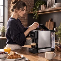 HOMCOM Máquina de Café Expresso 19 Bar Semiautomática com Depósito de Água Amovível 1 L para Cápsulas e Café Moído Preta(m-8)