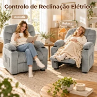 HOMCOM Cadeirão Relax Elétrico Silencioso com Memória, Apoio para os Pés e USB - Cinzento(m-4)