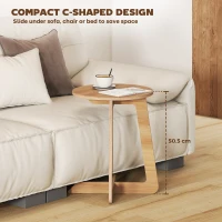 HOMCOM Side Table C-Shaped End Table for Sofa Side, Nightstand Bedside, for Small Space, Bedroom, Living Room, Natural(m-5)