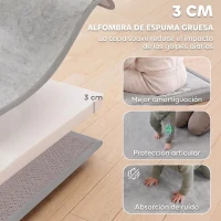 AIYAPLAY Alfombra Infantil, 180x150 cm, Colchoneta de Espuma 3 cm, Franela Suave, Antideslizante, Resistente al Agua, Gris Claro(m-4)