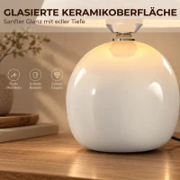 HOMCOM Tafellamp, vintage nachtlamp met keramische voet, linnen kap en E27-fitting(m-5)