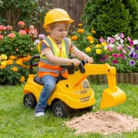 AIYAPLAY Escavadora sem Pedais para Crianças 1-3 Anos com Buzina de Ar Braço Escavador e Arrumação 15 kg Amarelo(m-9)