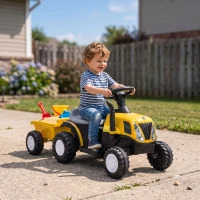 AIYAPLAY Tracteur Électrique Enfants 6 V avec Remorque Amovible, Voiture Électrique Enfants, Batterie au Lithium, 1-3 ans, Jaune(m-17)