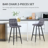 HOMCOM Set of 2 Bar Stools with Footrest in Retro Design 42 cm x 47 cm x 105 cm Gray(m-5)