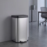 HOMCOM Poubelle de Cuisine 50 L en Acier Inoxydable, Pédale, Couvercle à Fermeture Douce, Compartiment Désodorisant, Argenté(m-9)
