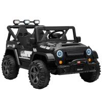 AIYAPLAY UTV Elétrico Infantil 24 V de 2 Lugares com Comando à Distância, Suspensão Traseira, Música e Luzes, Preto, +3 Anos(m-1)