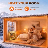 HOMCOM Electric Fireplace Stove Freestanding/Inset, 2000W, Electric Fire with LED Flame, Pebbles, Adjustable Thermostat, Gold(m-6)
