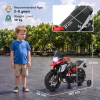 AIYAPLAY Mota Elétrica Infantil BMW G310 GS 12 V com 2 Rodas Auxiliares e Arranque Suave, 3-6 km/h, Vermelho(m-3)