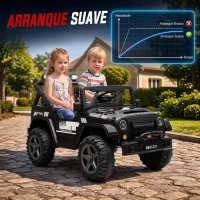 AIYAPLAY UTV Elétrico Infantil 24 V de 2 Lugares com Comando à Distância, Suspensão Traseira, Música e Luzes, Preto, +3 Anos(m-7)