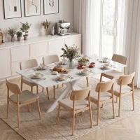 HOMCOM Extendable Dining Table Steel Cross Legs Steel Rails Space Saving White(m-14)