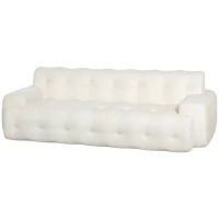 HOMCOM Sofá 3 Plazas de Chenilla sin Armazón con Asiento Profundo y Diseño Capitoné Blanco Crema(m-16)