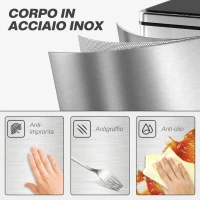 HOMCOM Pattumiera Automatica con Sensore 40 L in Acciaio Inox Anti-Impronta, Chiusura Ammortizzata, Argento(m-6)