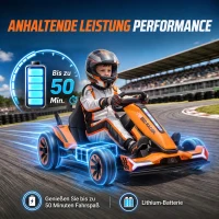 AIYAPLAY 12V Elektro-Go-Kart für Kinder von 3-8 Jahren, verstellbarer Sitz, 3 Geschwindigkeiten, sanfter Start, Orange(m-5)