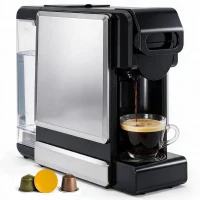 HOMCOM Máquina de Café Expresso 19 Bar Semiautomática com Depósito de Água Amovível 1 L para Cápsulas e Café Moído Preta(m-11)