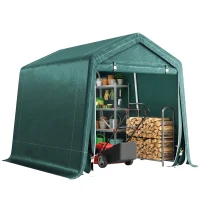 Outsunny Tenda Garage per Esterno 2.4x2 m, Tenda Garage per Attrezzi in Metallo e Tessuto PE, per Attrezzi, Verde(m-1)