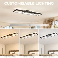 HOMCOM LED Ceiling Light, Modern Dimmable Ceiling Light with Wall Switch & Remote Control, Flush Mount Fixture Lamp with 3000-6000K Colour Temperatures for Living Room, Bedroom, Black(m-4)