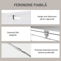HOMCOM Birou modern pliabil cu bibliotecă și tablă, din lemn și metal, 98x51x153 cm, alb(m-7)