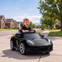 AIYAPLAY Elektryczny samochód dziecięcy Porsche 12 V z akumulatorem litowym, pilotem zdalnego sterowania, 2 silnikami, łagodnym rozruchem, tylnym zawieszeniem(m-10)