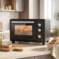 HOMCOM 30 L Mini Oven, Countertop Electric Cooker & Grill for Roasting, Baking, Grilling with Adjustable Temperature, Black(m-2)