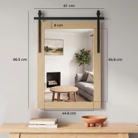 HOMCOM 86.5 x 61 cm Rectangle Mirror, Farmhouse Wall Mirror for Living Room, Bedroom, Hallway, White Oak(m-3)