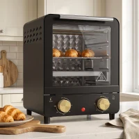 HOMCOM Mini Oven, 15 L Electric Oven and Grill w/ 60-230℃ Adjustable Temperature, 60 Minute Timer, Includes Baking Tray, Black(m-2)