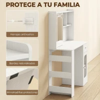 HOMCOM Tocador de Maquillaje Espejo Deslizante Luces LED 3 Colores Cajón 4 Compartimentos Puerta 3 Estantes Abiertos Blanco(m-7)