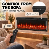 HOMCOM 50" Electric Fireplace Insert, 3-Sided Freestanding/Wall Recessed Electric Fire Heater with Adjustable Flame, 1800W(m-7)