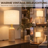 HOMCOM Vintage tafellamp E27 met stoffen kap en snoerschakelaar, 48 cm, beige(m-4)
