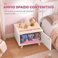 AIYAPLAY Comodino per Bambini 3-8 Anni con Vano Contenitore, Gambe in Pino, Maniglia a Nuvola, 34x31x25 cm, Bianco(m-4)