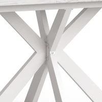 HOMCOM Extendable Dining Table Steel Cross Legs Steel Rails Space Saving White(m-12)