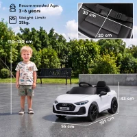 AIYAPLAY Macchina Elettrica per Bambini 12V Audi A5L con Telecomando, 2 Motori e Telecomando, Bianco(m-3)
