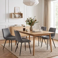 HOMCOM Set 2 Scaune de Dining din Catifea pentru Bucătărie, Gri Închis(m-8)