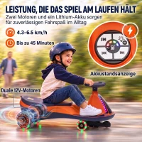 AIYAPLAY Elektrische Kinderauto 12V 2-in-1 Loopauto met Lithium-accu, 2 Motoren, RGB-verlichting, Pedaal, Muziek en 360° Sturing(m-5)