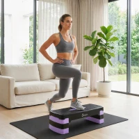 SPORTNOW Stepper Fitness Aérobic 3 Niveaux, Hauteur Réglable 10/15/20 cm avec Rehausses Surface Antidérapante 68x29x20cm Violet(m-14)