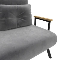 HOMCOM Canapea extensibilă 3 în 1 din material cu efect de catifea cu spătar reglabil și 2 perne, 102x73x81 cm, gri închis(m-8)