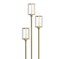 HOMCOM Lampadaire Étagère Verre 3 Lumières Lampe sur Pied Abat-jour Verre Doré(m-11)