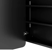 HOMCOM 50.8 x 11.6 x 71 cm Bathroom Mirror Cabinet, Wall Cabinet with Adjustable Shelves, Wall-Mounted or Recessed, Black(m-12)