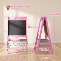 AIYAPLAY 3-in-1 Kindertafel, doppelseitige Kinder Staffelei mit Ablage Aufbewahrungskörben Kreidetafel Whiteboard Papierrolle(m-3)