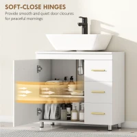 HOMCOM Bathroom base cabinet, 3-tier design, MDF, particleboard, White(m-5)
