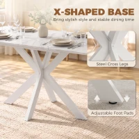 HOMCOM Extendable Dining Table Steel Cross Legs Steel Rails Space Saving White(m-7)