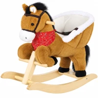 AIYAPLAY Rocking Horse Toy for Toddlers, Plush Ride on Horse with Seat Belt, Lifelike Neigh, Pretend Play Toy for 18-36 M, Brown(m-15)