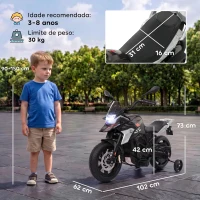 AIYAPLAY Moto Elétrica Infantil BMW G310 GS 12 V com Licença Oficial, 2 Rodas Auxiliares, Arranque Suave, 3-6 km/h, Preto(m-3)